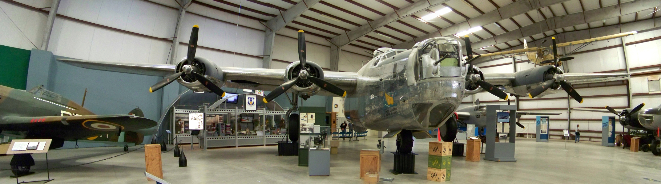 Panoramic view of the Pima Paisano, an ex-IAF B-24 on display at the Pima Air Museum, Tucson, AZ, USA.