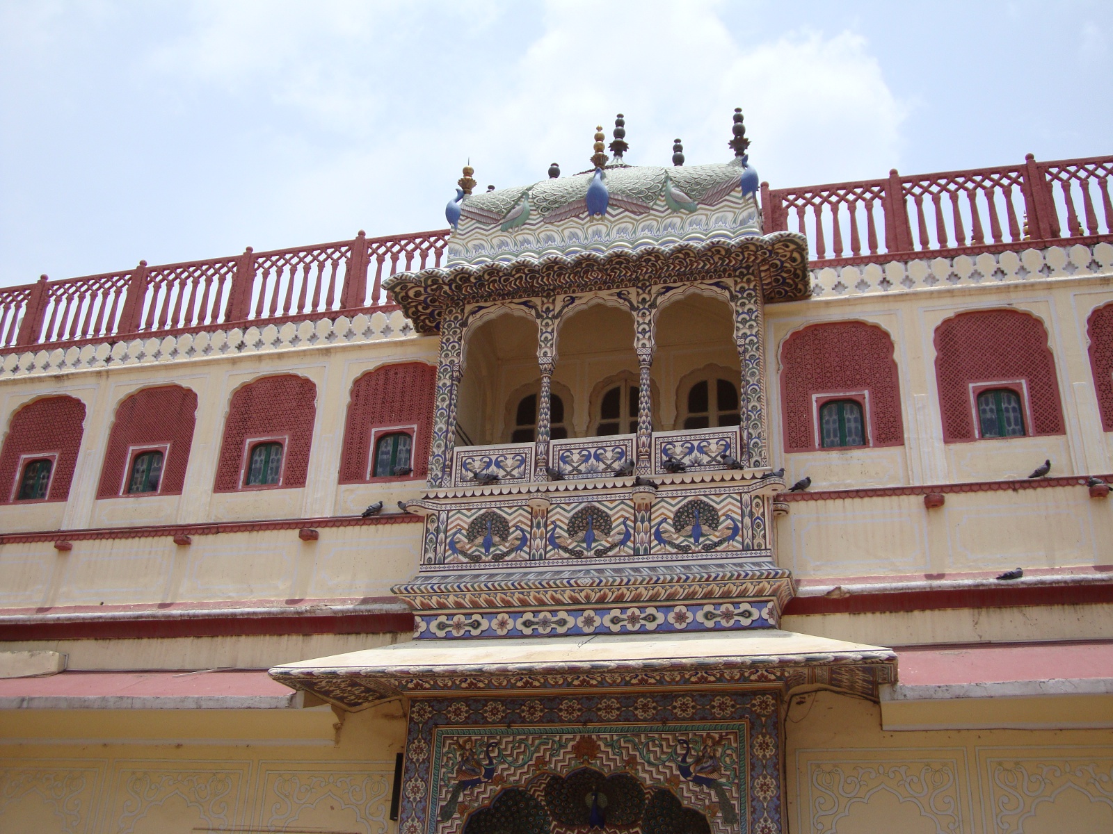Rich ornamentation in the Peacock Gate of the City Palace in Jaipur.