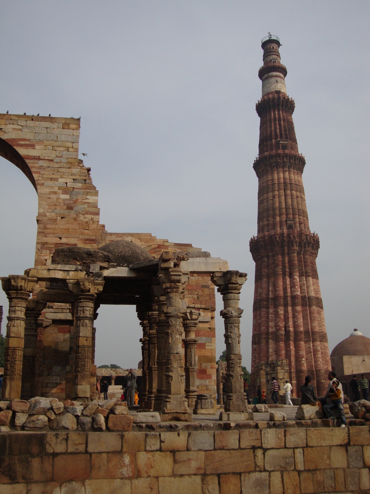 Qutb Minar towers over surrounding ruins in south Delhi.
