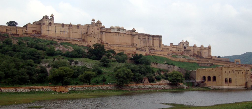 View of Amber Fort. The first stage of the water-lifting machinery is in the lower right of this picture.
