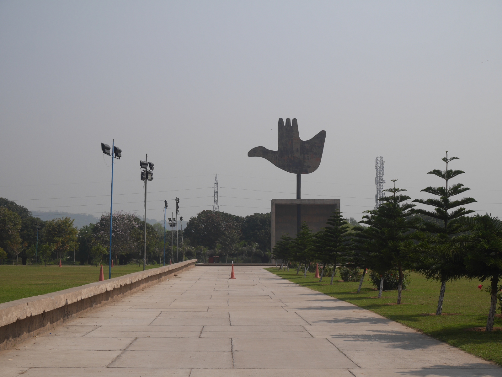 Chandigarh's Open Hand Monument, designed by Le Corbusier but not constructed until 1985.
