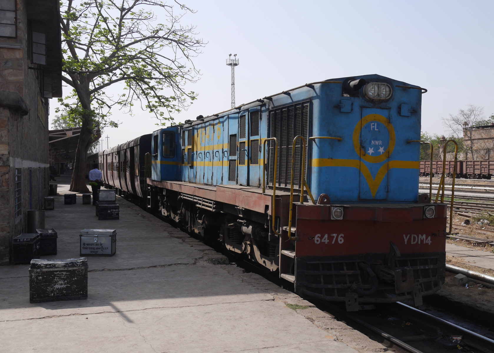 Meter-gauge locomotive of 52083 Jaipur-Sikar MG Pass train.