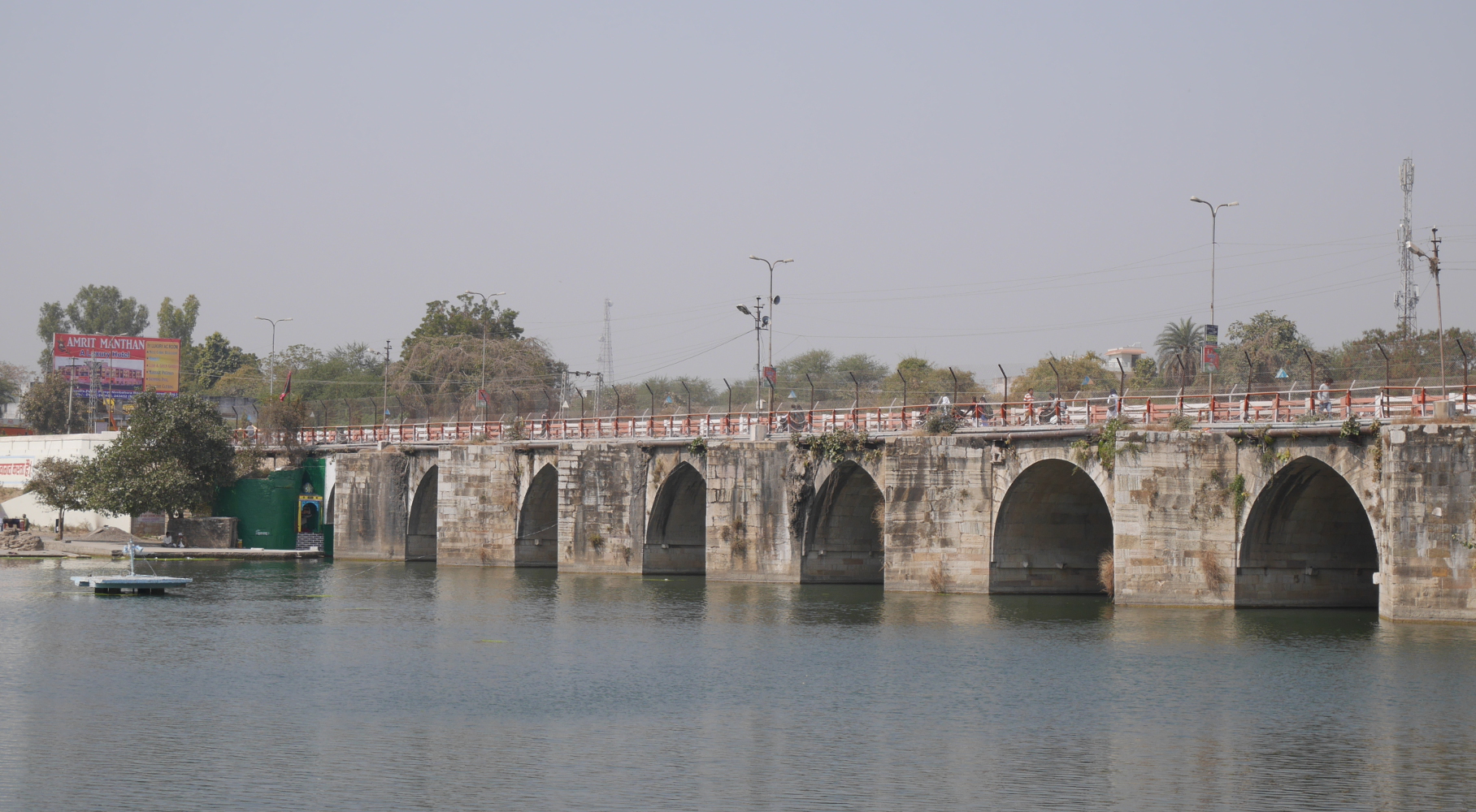View of the medieval Gambhiri River Bridge from the eastern riverbank.