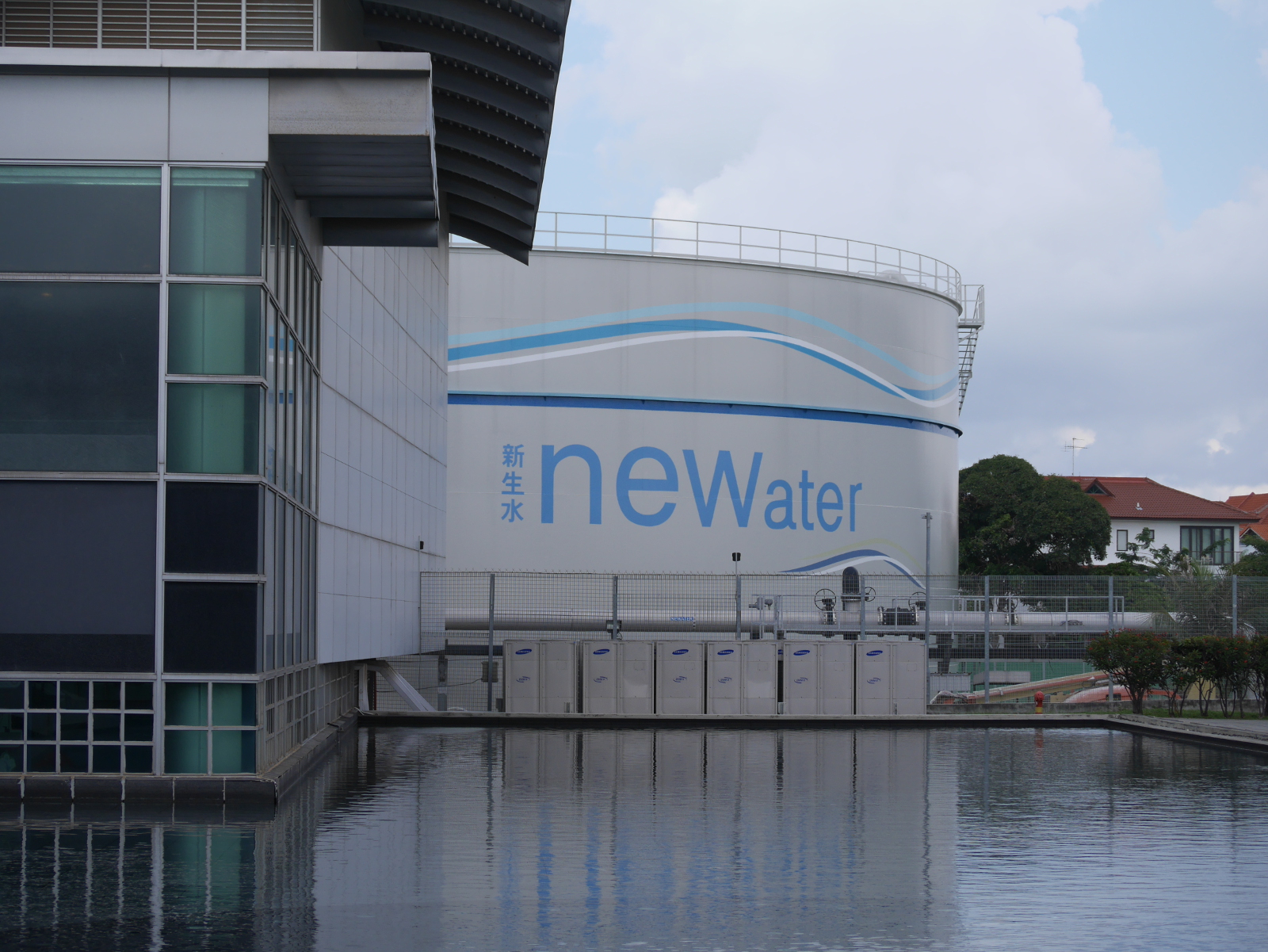 Tank at the Newater treatment plant with an integrated visitor center.