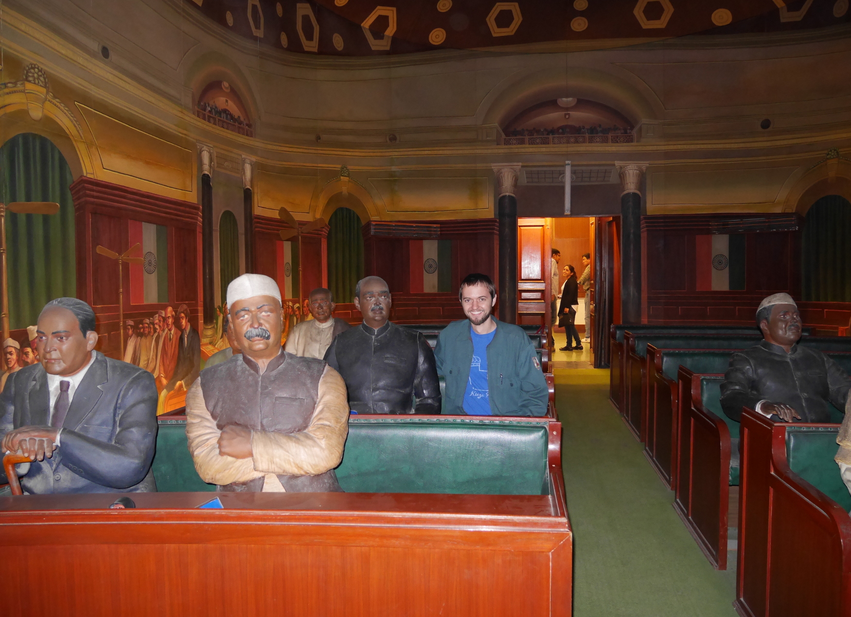 Surreal Lok Sabha replica, with trompe-l'oeil walls, mannequins of MPs, and spots on the benches for real people to sit too. I really hope this is preserved in any remodeling of the museum