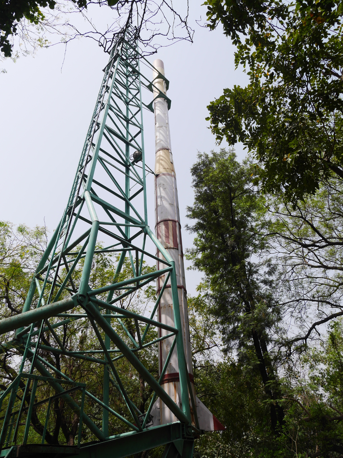 SLV-3, India's first satellite launcher, on display next to the planetarium at Teen Murti.