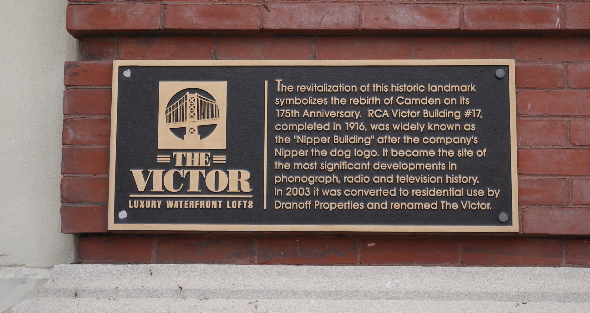 Plaque on The Victor.