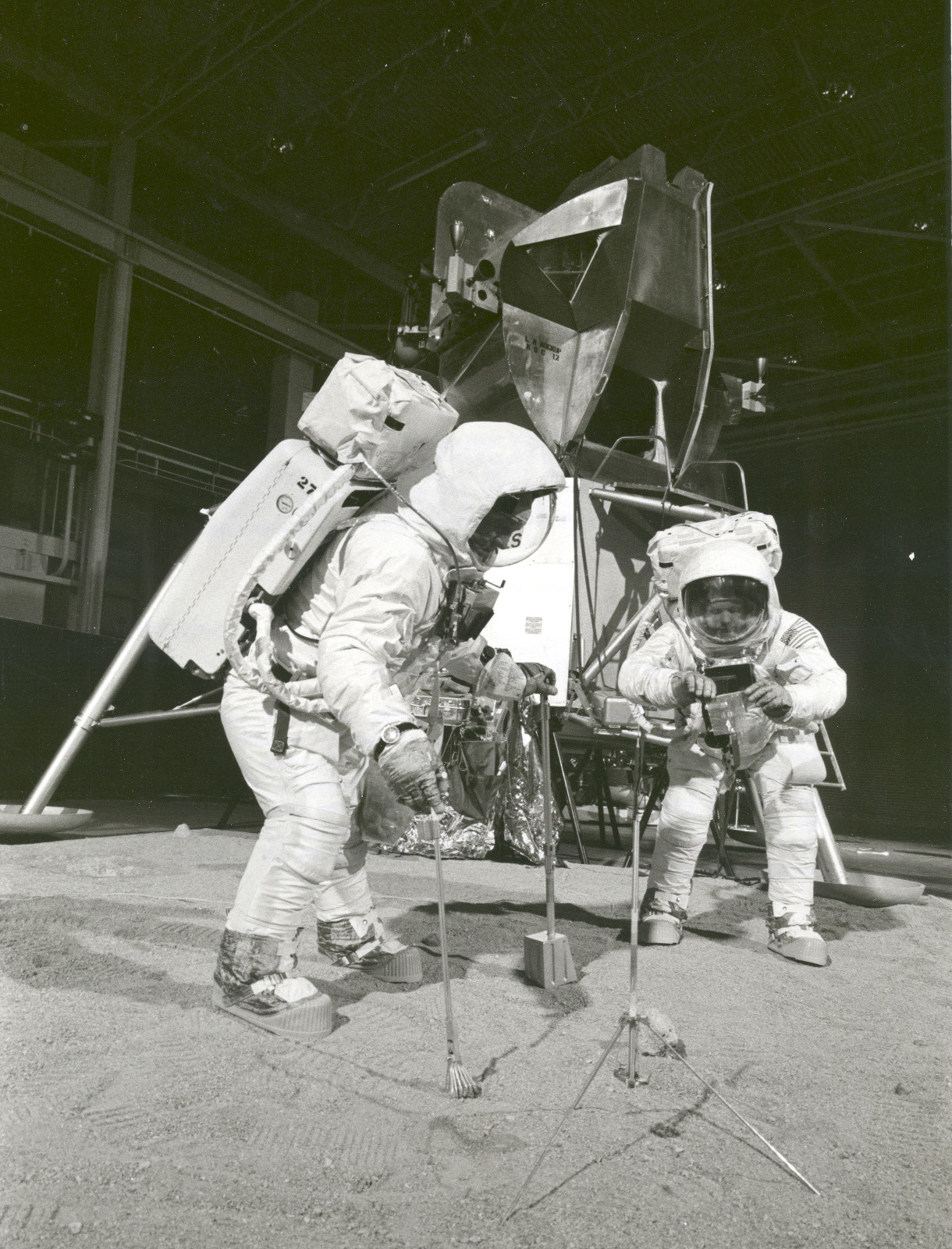 Neil Armstrong and Buzz Aldrin training for their moonwalk on Apollo 11. (NASA)