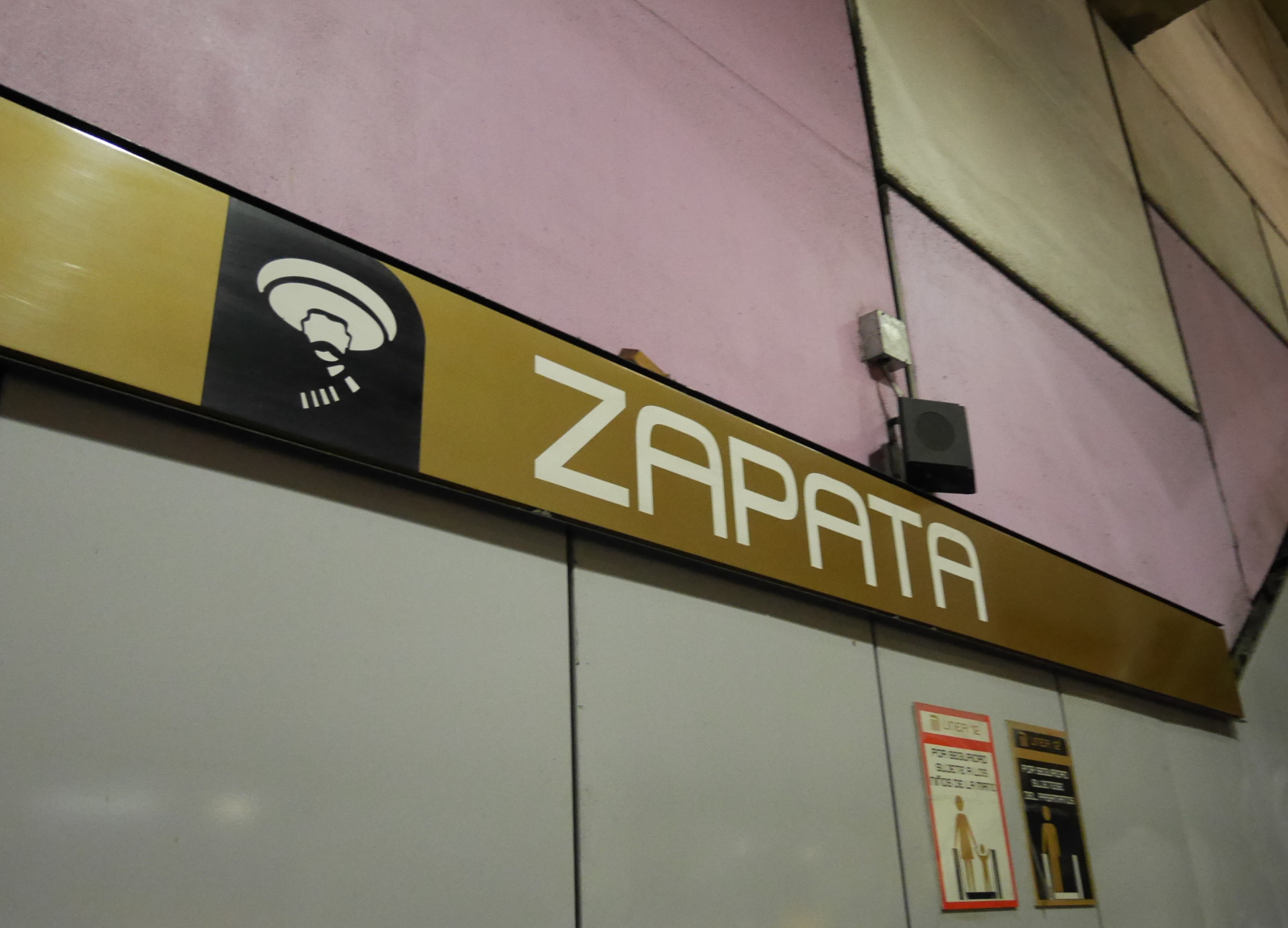 Signage in Zapata station, named after agrarian revolutionary Emiliano Zapata.