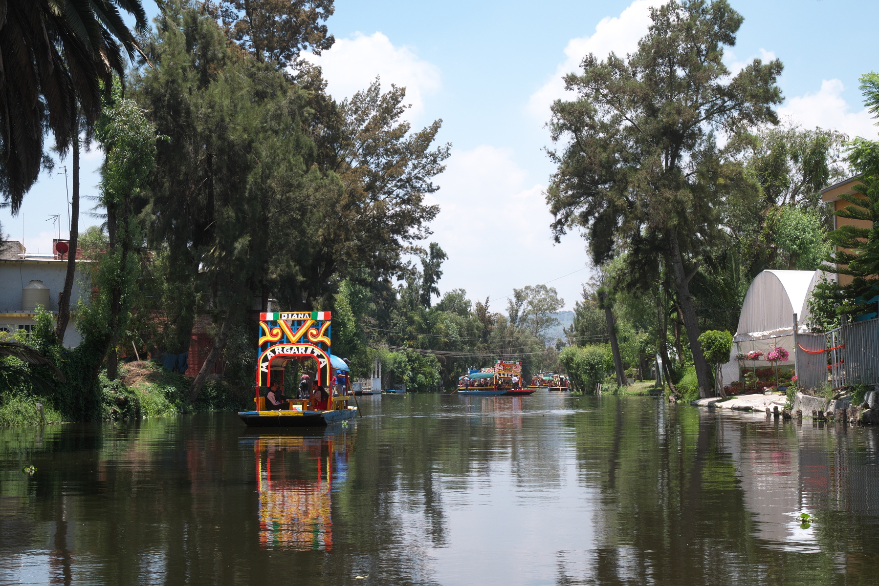 One of the surviving canals of Lake Xochimilco, a popular place for boat-rides in southern Mexico City.