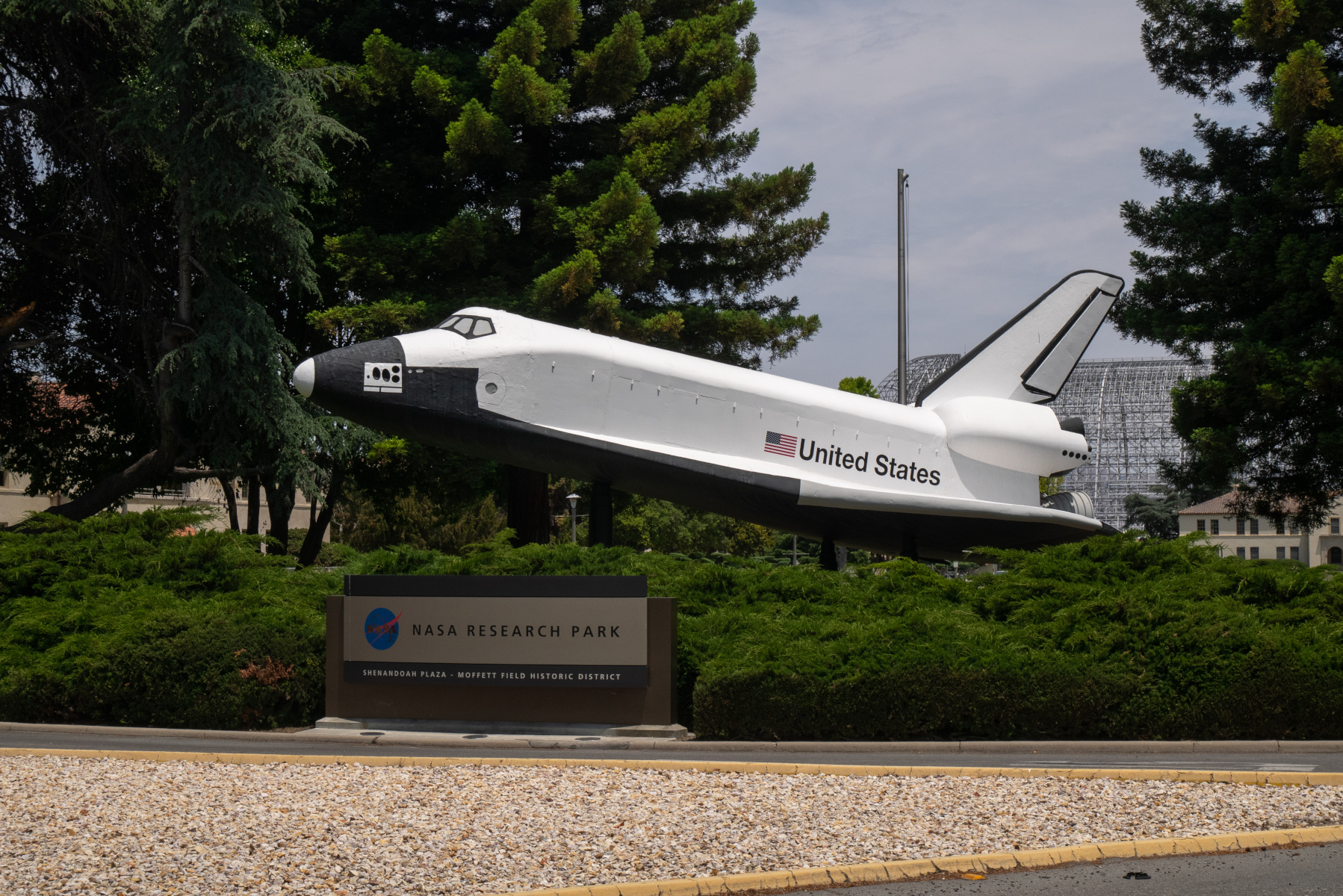 The Moffett Field Space Shuttle model.