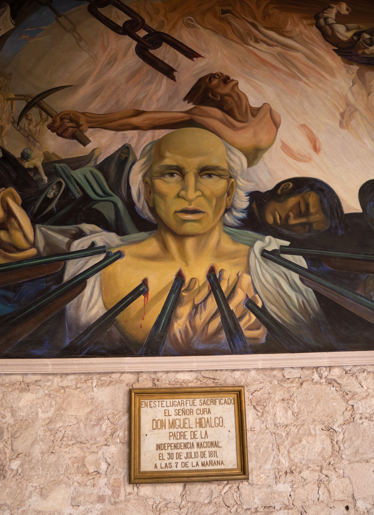 Mural of Miguel Hidalgo’s death, in Palacio Gobierno, Chihuahua.
