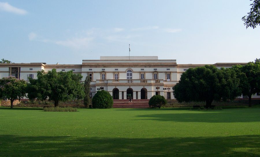 Front facade of Teen Murti Bhawan, New Delhi.