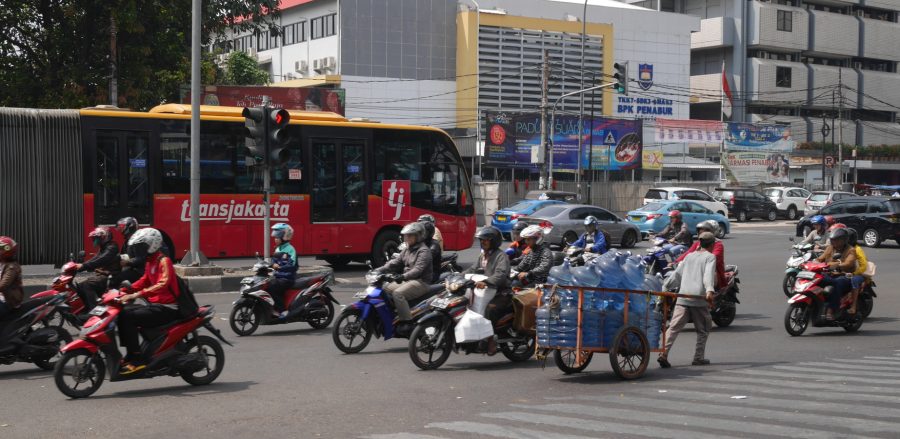 Traffic on Pasar Senen, Jakarta.